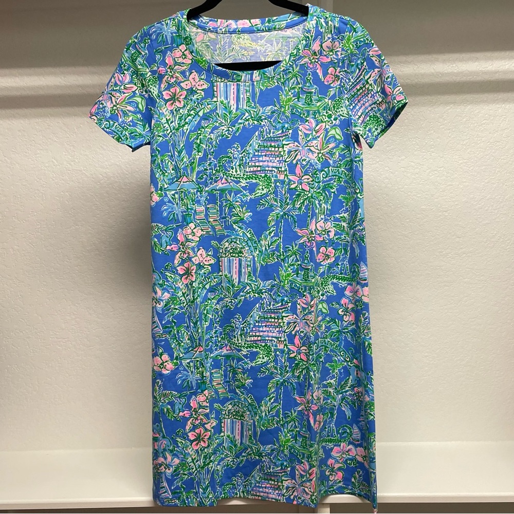 NWT Lilly Pulitzer Cody T-shirt Dress Sz XS Boca Blue Beneath The Bougainvillea - Picture 5 of 8